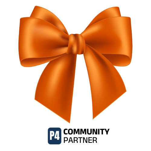 Orange gift bow representing the Community Partner sponsorship level for feeding programs