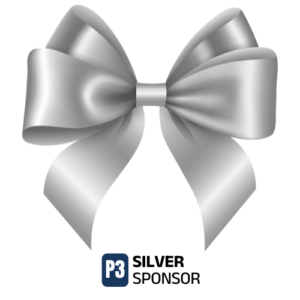 Silver gift bow symbolizing the Silver Sponsor level supporting livelihood and skills training